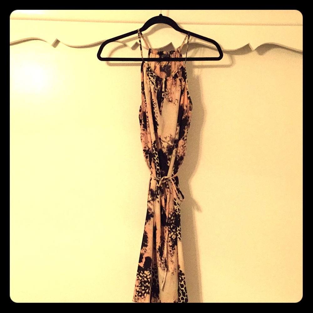 Lightweight silky dress with animal prints
